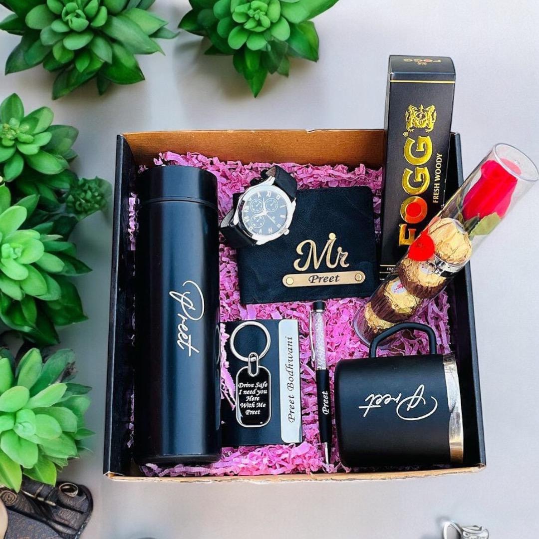 Jianora’s Premium Personalized Gift Hamper for Him – Wallet, Watch, Bottle & Grooming Combo