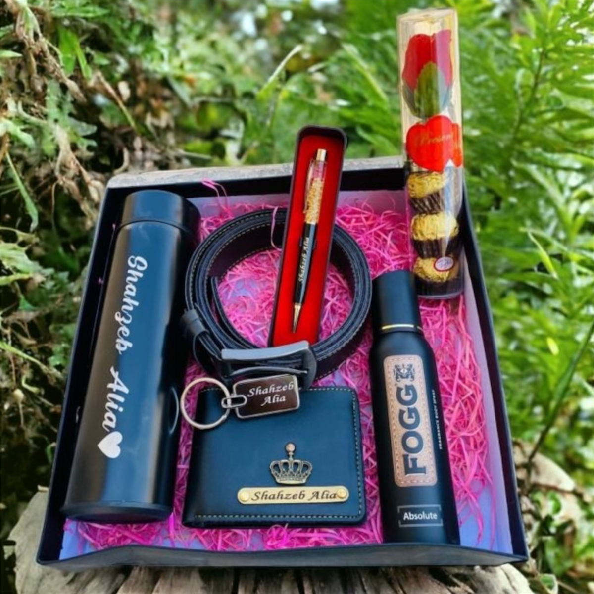 Jianora’s Premium Personalized Gift Hamper for Him – Wallet, Bottle, Belt & Grooming Combo