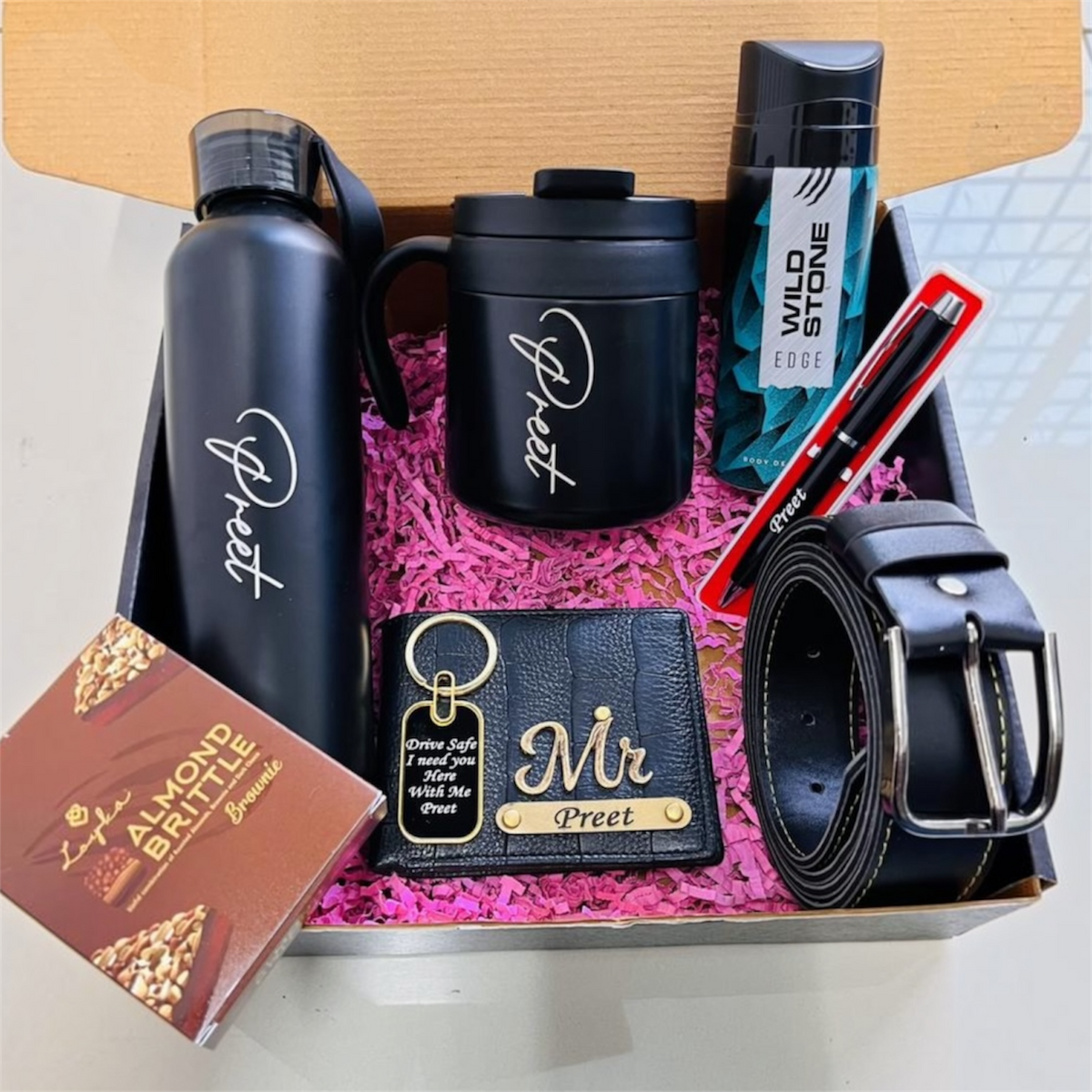 Jianora’s Executive Essentials Gift Hamper for Him – Personalized Wallet, Sipper, Mug & Grooming Set