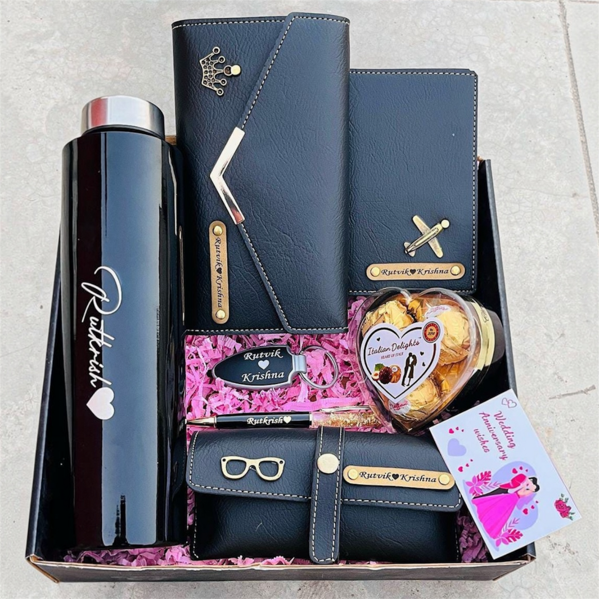 Jianora’s Elegant Her Gift Box – Personalized 3-Fold Clutch, Passport Cover & Luxe Accessories